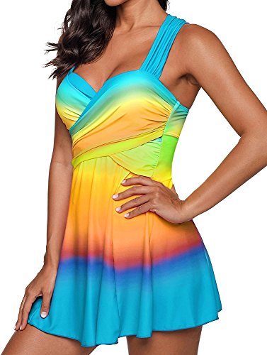 riou Conjunto de Tankinis Mujer Talla Grande Traje de baño Push up Beachwear Bikini Acolchado Gran Talle Alto con Estampado Degradado Playa de Verano de Dos Piezas Traje de baño