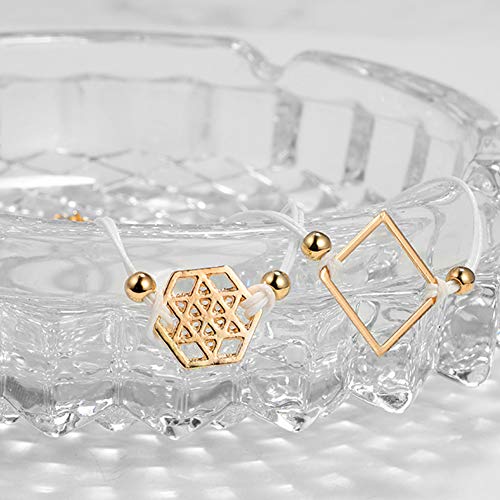 RIsxffp 6 Unids/Set Pulseras Mujer Étnico Mujeres Corazón Flecha Hexágono Charm Bangle Pulsera Regalo de la joyería Golden