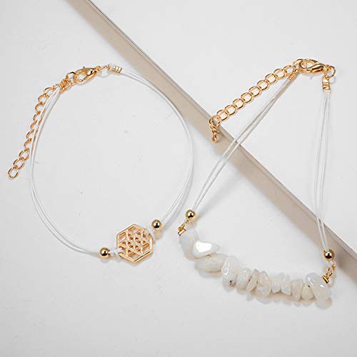 RIsxffp 6 Unids/Set Pulseras Mujer Étnico Mujeres Corazón Flecha Hexágono Charm Bangle Pulsera Regalo de la joyería Golden