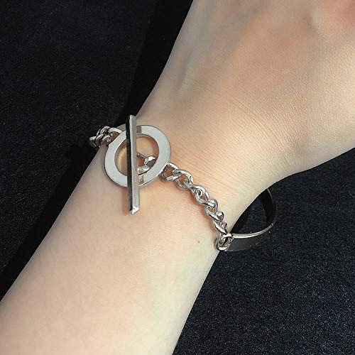 RIsxffp Pulsera Mujer,Minimalista Palanca Pulsera Regalo de cumpleaños de la joyería del Brazalete de Las Mujeres del Club Nocturno Punk White