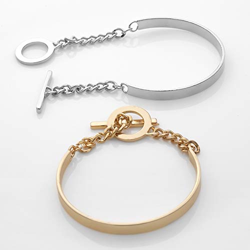 RIsxffp Pulsera Mujer,Minimalista Palanca Pulsera Regalo de cumpleaños de la joyería del Brazalete de Las Mujeres del Club Nocturno Punk White