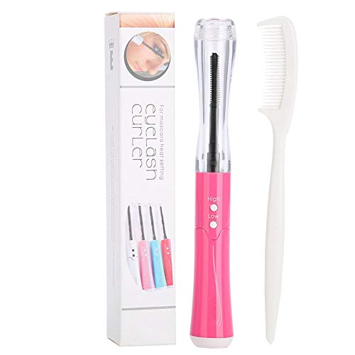 Rizador de pestañas eléctrico portátil, mini rímel de pestañas eléctrico, curling, ojo calentado de larga duración, aplicador de pestañas, herramienta de maquillaje de ojos natural de curling(Red)