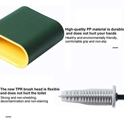 RJVCANERS Cepillo de Baño de Silicona Montado en la Pared Cepillo de Cerdas Suaves Flexibles de Cabeza Plana Escobilla de Baño de Mango Largo Con Soporte Higiénico (White)