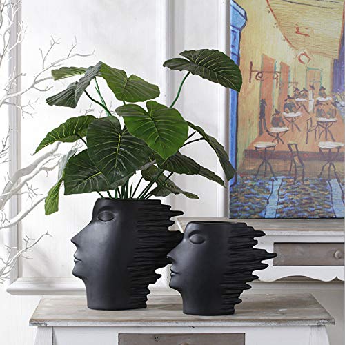 RJZF Decoración Creativa del Arte Nórdico del Florero De La Mascarilla, Sala De Estar Casera con La Decoración Decorativa, Florero Seco Adornos Artesanales Adornos Negro-L