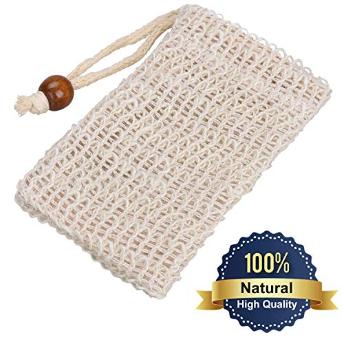 Rmeet Bolsas de Jabón,5 Pack Bolsa de Jabón de Sisal Natural Store Red de Jabón para Desechar y Ahorrar Jabones Baño de Lavado 14.5 * 9CM