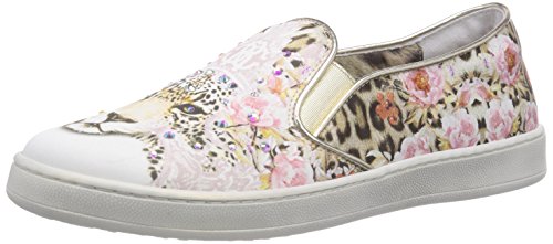 Roberto Cavalli Junior Slip-ON - Zapatilla Deportiva de Raso niña, Color Beige, Talla 36