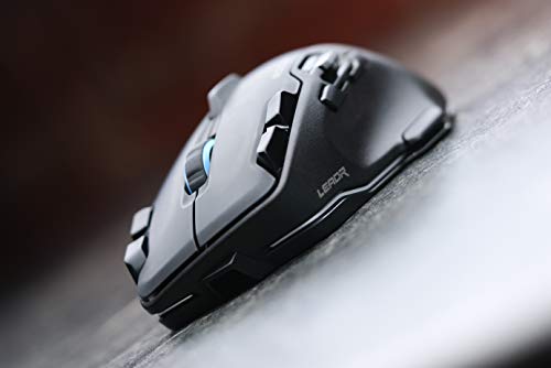 ROCCAT LEADR RF inalámbrica + USB Óptico 12000DPI Mano Derecha Negro - Ratón (Mano Derecha, Óptico, RF inalámbrica + USB, 12000 dpi, 250 pps, Negro)