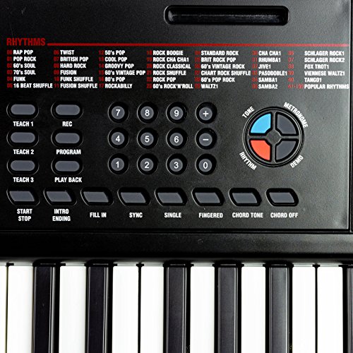 RockJam RJ461AX Teclado de piano digital portátil Alexa de 61 teclas con soporte de música, fuente de alimentación, aplicación para piano Simply y teclas de notas, con Alexa integrada