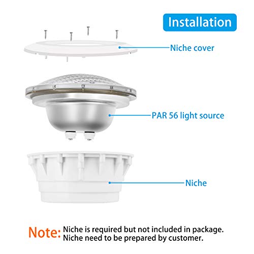 Roleadro Par 56 Led Para Piscina 54W Foco Piscina con Control Remoto,IP68 Led Sumergible de Lámpara Impermeable RGB para Decoración Piscina Swimming Pool Lights 56 Efectos de Luz [AC/DC 12-24V]