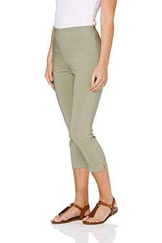 Roman Originals Pantalón Capri elástico de bengalina para Mujer - Pantalón de Corte cónico Estilo años 50, Malla para Verano, Opaca, cómoda y elástica - Khaki - 48