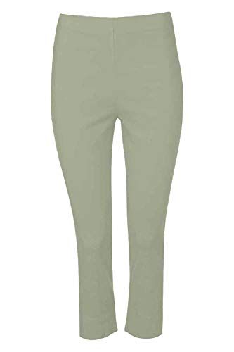 Roman Originals Pantalón Capri elástico de bengalina para Mujer - Pantalón de Corte cónico Estilo años 50, Malla para Verano, Opaca, cómoda y elástica - Khaki - 48