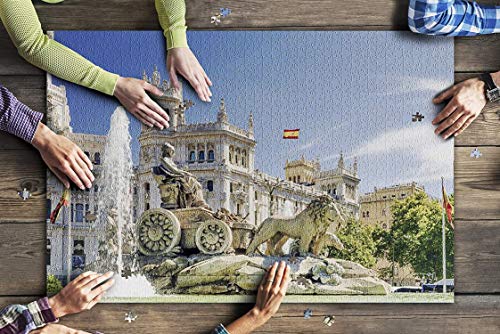 Romance-and-Beauty Madrid, España Plaza de Cibeles Cibeles Fountain Premium 1000 Piece Jigsaw Puzzle for Adults, 19.7 X 29.5 Inch