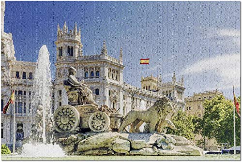 Romance-and-Beauty Madrid, España Plaza de Cibeles Cibeles Fountain Premium 1000 Piece Jigsaw Puzzle for Adults, 19.7 X 29.5 Inch