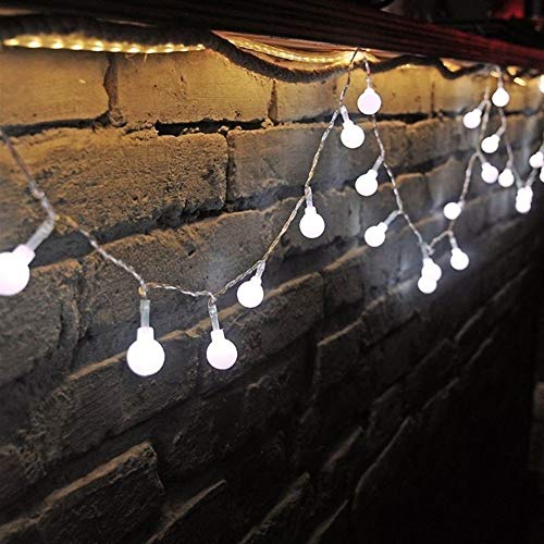 Romantisch 1,2 M 3M 6M 10M Kirsche Bälle Fee cadena Dekorative Lichter Batterie betrieben Hochzeit Weihnachten exterior Terrasse girlande Dekoration Weihnachtsdekoration (Color : White)