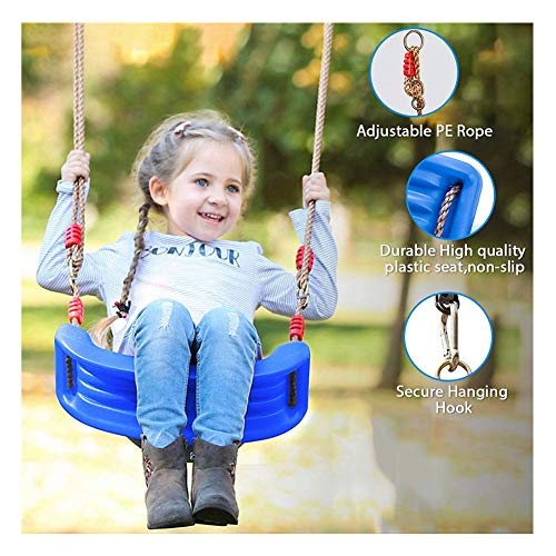 Rong-- Columpio De Plástico para Niños Fuerte Y Seguro Asiento De Columpio con Cuerda Ajustable Diseño Especial Puede Soportar 200 Kg Exterior Y Interior