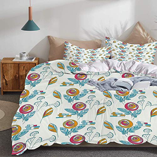 ropa de cama - Juego de funda nórdica, niñas, dibujo Diseño lindo de dibujos animados Niñas con ropa de maquillaje Ilustración Imagen Decorativ, Juego de funda nórdica de microfibra hipoalergénica con