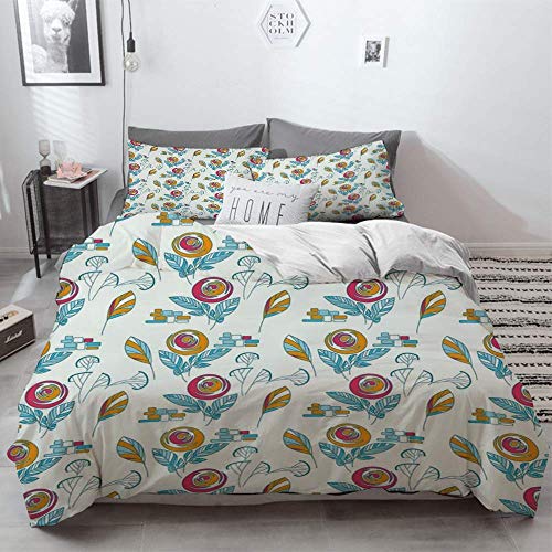 ropa de cama - Juego de funda nórdica, niñas, dibujo Diseño lindo de dibujos animados Niñas con ropa de maquillaje Ilustración Imagen Decorativ, Juego de funda nórdica de microfibra hipoalergénica con