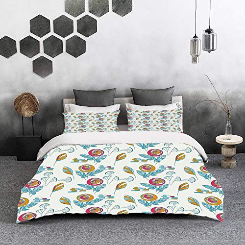 ropa de cama - Juego de funda nórdica, niñas, dibujo Diseño lindo de dibujos animados Niñas con ropa de maquillaje Ilustración Imagen Decorativ, Juego de funda nórdica de microfibra hipoalergénica con