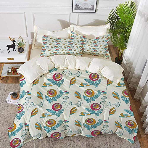 ropa de cama - Juego de funda nórdica, niñas, dibujo Diseño lindo de dibujos animados Niñas con ropa de maquillaje Ilustración Imagen Decorativ, Juego de funda nórdica de microfibra hipoalergénica con