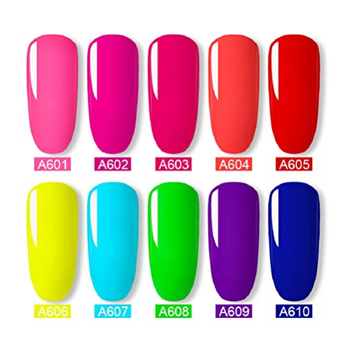 ROSALIND 10pcs Neon Nail Polish Set Gel Esmalte de uñas Gel Polish UV Neon Gel para uñas 7ML