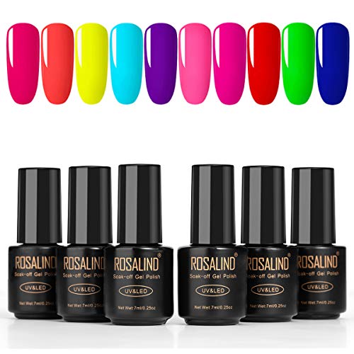 ROSALIND 10pcs Neon Nail Polish Set Gel Esmalte de uñas Gel Polish UV Neon Gel para uñas 7ML