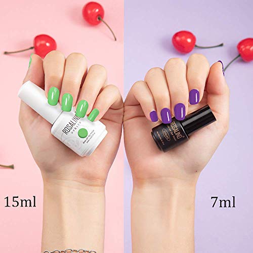 ROSALIND 24PCS/Set Esmalte Semipermanentes UV LED Kit Uñas de Gel, 15ml Pintauñas Semipermanente Soakoff Esmalte de gel de uñas
