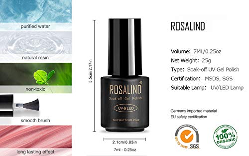 ROSALIND Gel Nail Polish Set Semi-permanent Gel Varnish Soak Off UV LED Manicure kit 12pcs 7ml (Set-4)