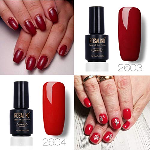 Rosalinda Gel Nail Polish Soak Off UV LED Esmalte Manicura Pedicura salón 7 ml (rojo 1)