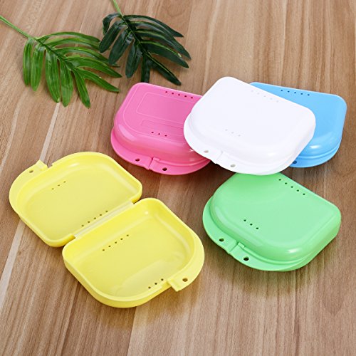 rosenice 5 unidades cubitos lata Retainer Caso con vent agujeros y tapa snapserver Protector Bucal Caso Pino ortopédico Dental Retainer Caja cubitos de recipientes