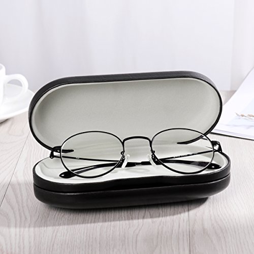 ROSENICE Estuche para Gafas y Lentillas con Espejo Incorporado 2 en 1 Funda Gafas Caja de Lentes de Contacto Kit de Viaje (Negro)