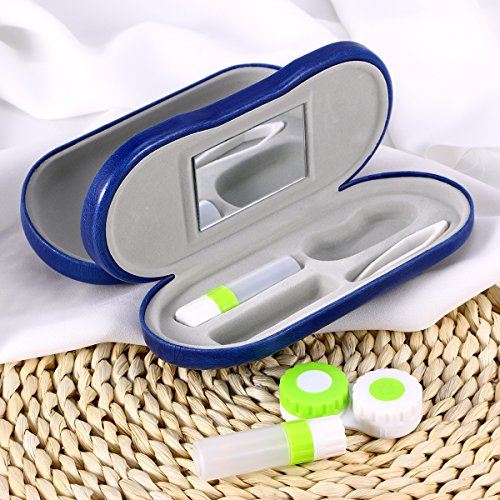 Rosenice - Funda rígida 2 en 1 para gafas y lentes de contacto portátil para estuche de viaje (azul)