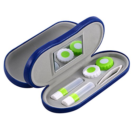 Rosenice - Funda rígida 2 en 1 para gafas y lentes de contacto portátil para estuche de viaje (azul)