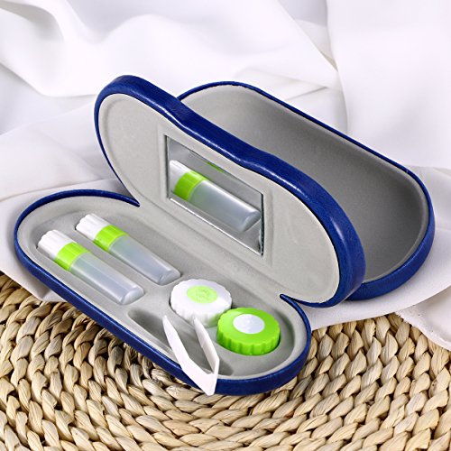Rosenice - Funda rígida 2 en 1 para gafas y lentes de contacto portátil para estuche de viaje (azul)