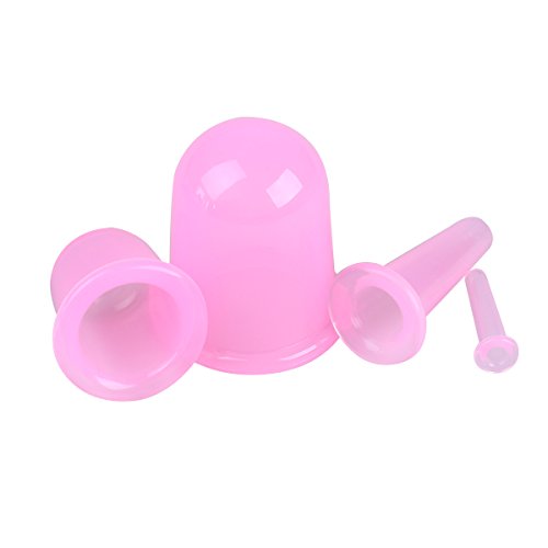 ROSENICE Terapia Cupping Cups silicona Cupping herramienta de masaje Props Alivio del dolor 4pcs (Pink)
