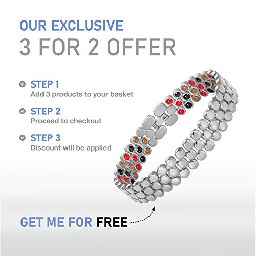 Rosian & Levine Pulsera magnética de enlace para la artritis, la migraña y el alivio del dolor, osteoartritis, soporte para la menopausia, rubores calientes, túnel carpiano hombres y mujeres