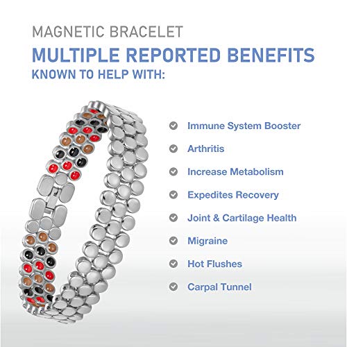 Rosian & Levine Pulsera magnética de enlace para la artritis, la migraña y el alivio del dolor, osteoartritis, soporte para la menopausia, rubores calientes, túnel carpiano hombres y mujeres