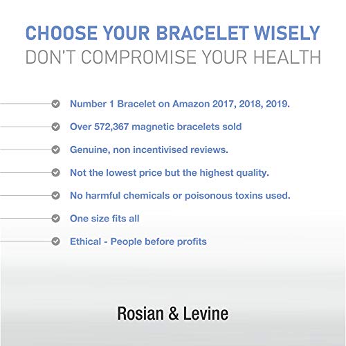 Rosian & Levine Pulsera magnética de enlace para la artritis, la migraña y el alivio del dolor, osteoartritis, soporte para la menopausia, rubores calientes, túnel carpiano hombres y mujeres