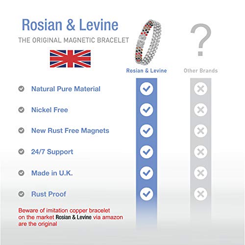 Rosian & Levine Pulsera magnética de enlace para la artritis, la migraña y el alivio del dolor, osteoartritis, soporte para la menopausia, rubores calientes, túnel carpiano hombres y mujeres