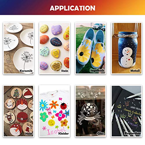 Rotuladores Metálicos, 20 Colores Rotuladores punta Acrylic 1-2mm Tip para Tela,Pintar Piedras,Metal, Madera, Vidrio,Huevo de Pascua,DIY