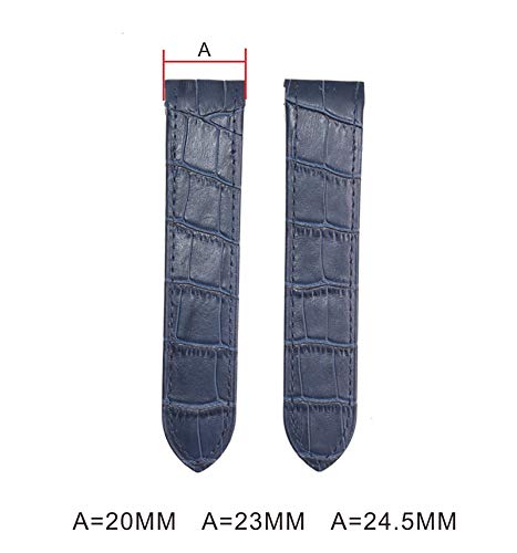 ROUHO Correa De Piel De Vaca Negra De 23Mm De Color Negro De La Correa Santos 100Xl para Cartier Santos-Negro 20mm