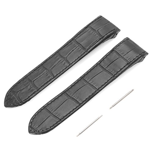 ROUHO Venda De Reloj De Cuero Negro Suave De 23Mm para Cartier Santos 100xl con Pasadores Hebilla