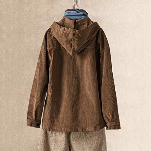 ROVNKD - Blusa para Mujer, con Capucha, tamaño Grande, Bolsillo de Manga Larga, Bolsillos marrón XXL