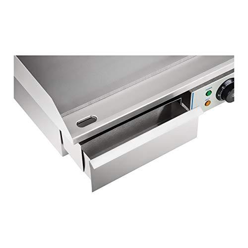 Royal Catering Plancha Grill Electrica Fry Top Parrilla Electrica Industrial RCEG-55 (3.000 W, Largo 55 cm, Superficie de calentamiento lisa, Protección antisalpicaduras)