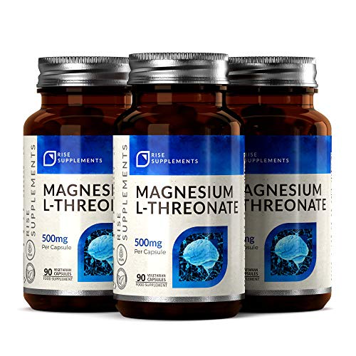 RS L Treonato de Magnesio 90 Capsulas Veganas | Suplemento Nootropico de Magnesio para el Alivio de Calambres | Vitaminas para Memoria | Sin OGM o Gluten
