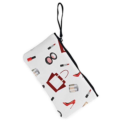 Rterss Monedero Cartera Bolsa de Dinero Bolsa de Cambio Llavero Bolsa de teléfono Celular con asa Impresa Lona pintauñas pintalabios patrón Personalizado