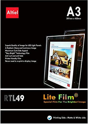 RTL49 - 10 hojas x A3 Paquete con muestras de pedido (10 hojas) diseño de Lit papel - / Lite de pantalla para luz LED bolsillo, Lightbox, luz paneles