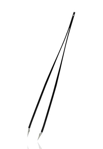 Rubis clásico - Pinzas de Depilar Profesionales - Pinza de Acero Inoxidable - Depilacion de Gran Precision para Cejas y Pelo Facial (oblicua / slant, negro)