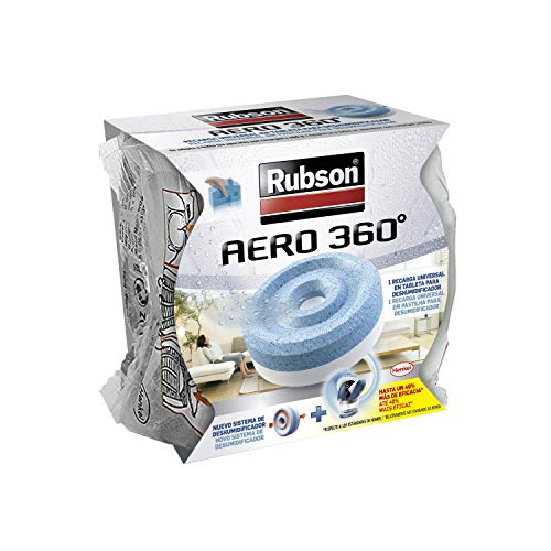 Rubson AERO 360° Tableta de recambio de olor neutro, absorbe humedad y neutraliza malos olores, recambios Rubson para deshumidificador AERO 360º (1 x 450 g)