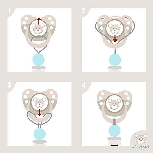 RUBY - Chupetero Personalizado Para Bebe con Nombre Bola Silicona Antibacteria con Koala de Silicona Alimentaria.(Gris)