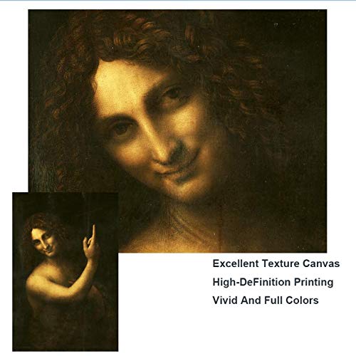 RuiChuangKeJi Grabados para Paredes de 50x75cm con Marco Pinturas de San Juan Bautista en la Pared Carteles de Arte Leonardo da Vinci Cuadros Famosos de Arte clásico